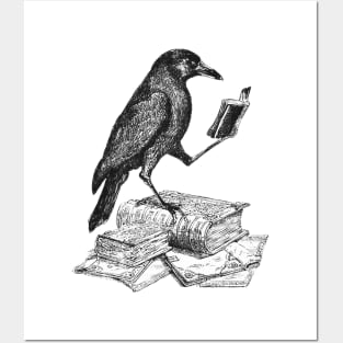 Crow with Book Posters and Art